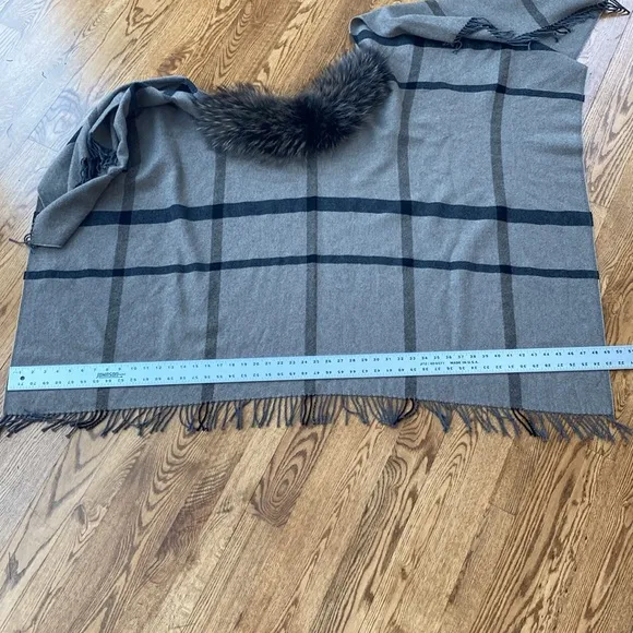 Pinko Zampone shawl wool rabbit black gray plaid quiet luxury