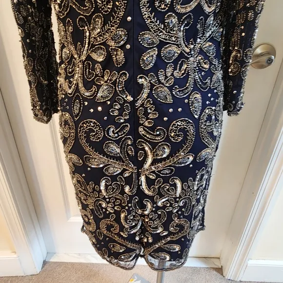 Pisarro Nights size 8 blue with beads design evening dress