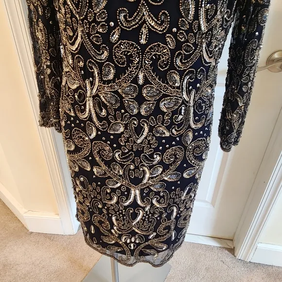 Pisarro Nights size 8 blue with beads design evening dress