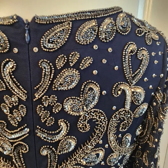 Pisarro Nights size 8 blue with beads design evening dress