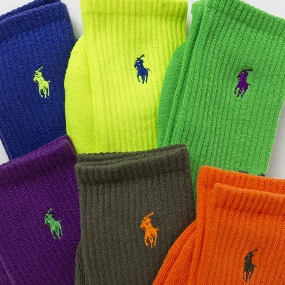 Polo Ralph Lauren Boy's Varsity Stripe &amp; Double Logo Crew Socks 12-Pair Assorted
