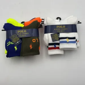 Polo Ralph Lauren Boy's Varsity Stripe &amp; Double Logo Crew Socks 12-Pair Assorted