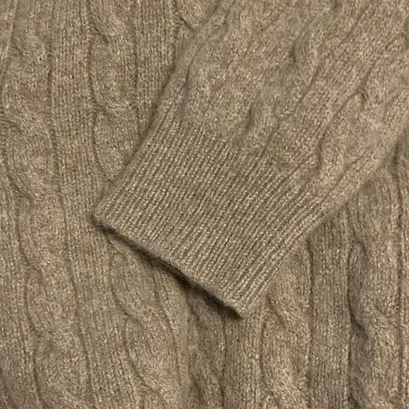 Polo Ralph Lauren Cable Knit Mini Sweater Dress Wool-Cashmere Women’s Med. Camel