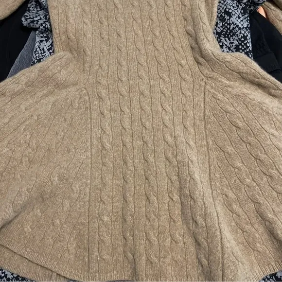 Polo Ralph Lauren Cable Knit Mini Sweater Dress Wool-Cashmere Women’s Med. Camel
