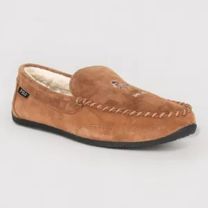 Polo Ralph Lauren Chaise Bear Moccasin Faux Fur Leather Slippers NEW 9 10