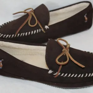POLO RALPH LAUREN MEN'S‎ MICROSUEDE SLIPPERS BROWN