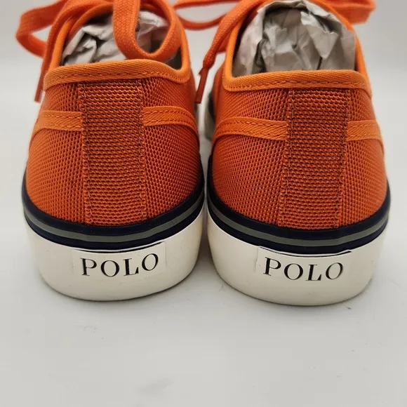 Polo Ralph Lauren Morray Sneakers Shoes Orange Canvas Nylon Upper Men's 8.5 NIB