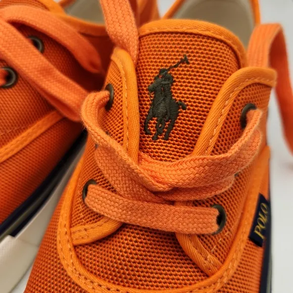 Polo Ralph Lauren Morray Sneakers Shoes Orange Canvas Nylon Upper Men's 8.5 NIB