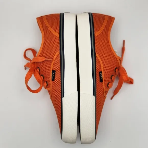 Polo Ralph Lauren Morray Sneakers Shoes Orange Canvas Nylon Upper Men's 8.5 NIB