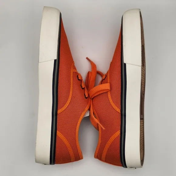 Polo Ralph Lauren Morray Sneakers Shoes Orange Canvas Nylon Upper Men's 8.5 NIB