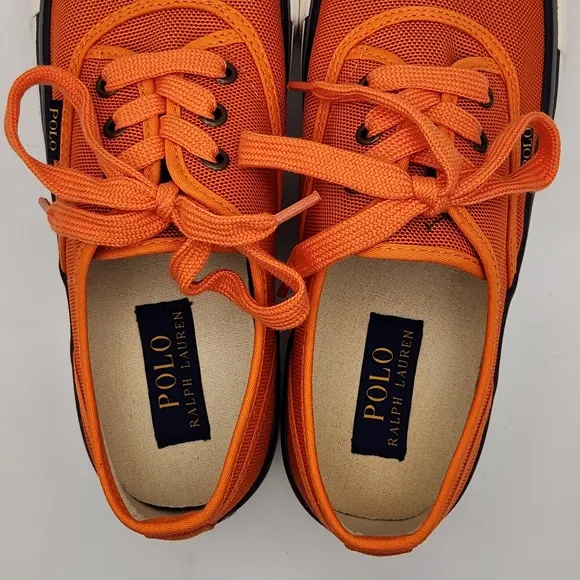Polo Ralph Lauren Morray Sneakers Shoes Orange Canvas Nylon Upper Men's 8.5 NIB