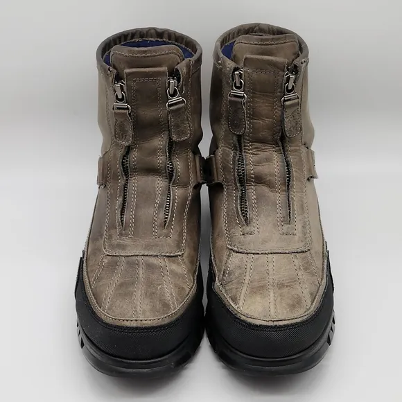 Polo Ralph Lauren Nubuck Leather Boots Men’s 9D Grey Hiking Trail Outdoor Zip