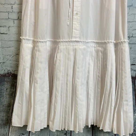 Polo Ralph Lauren Shirt Dress NWOT White Long Sleeve Mandarin Collar Pleated 6