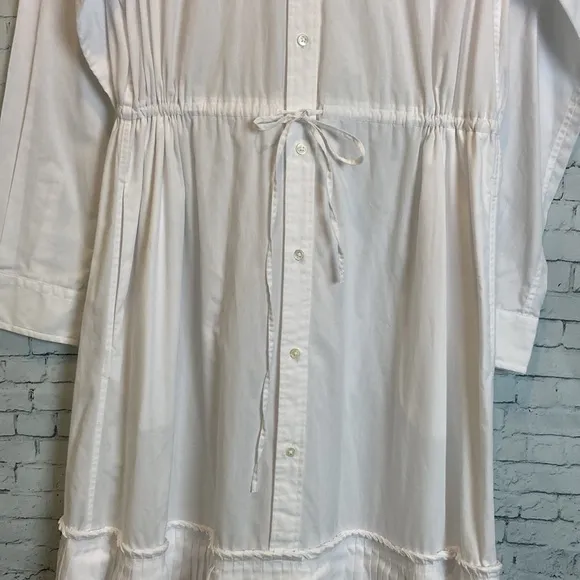 Polo Ralph Lauren Shirt Dress NWOT White Long Sleeve Mandarin Collar Pleated 6