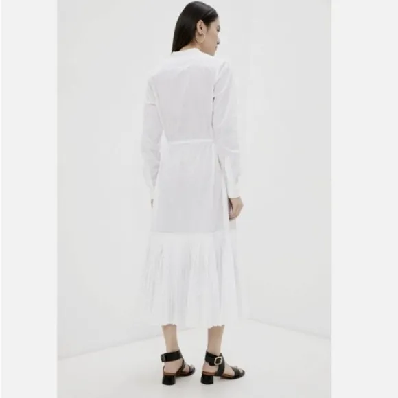 Polo Ralph Lauren Shirt Dress NWOT White Long Sleeve Mandarin Collar Pleated 6