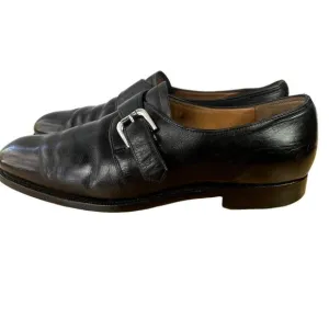 Polo Ralph Lauren Shoes Mens 10D Leather Black Single Monk Strap Italy Dressy
