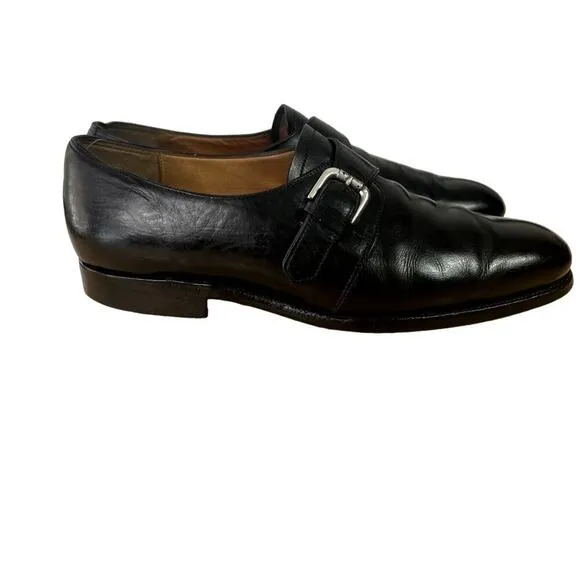 Polo Ralph Lauren Shoes Mens 10D Leather Black Single Monk Strap Italy Dressy