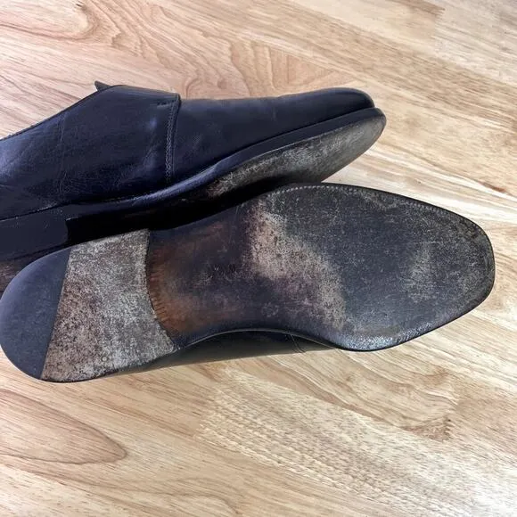 Polo Ralph Lauren Shoes Mens 10D Leather Black Single Monk Strap Italy Dressy