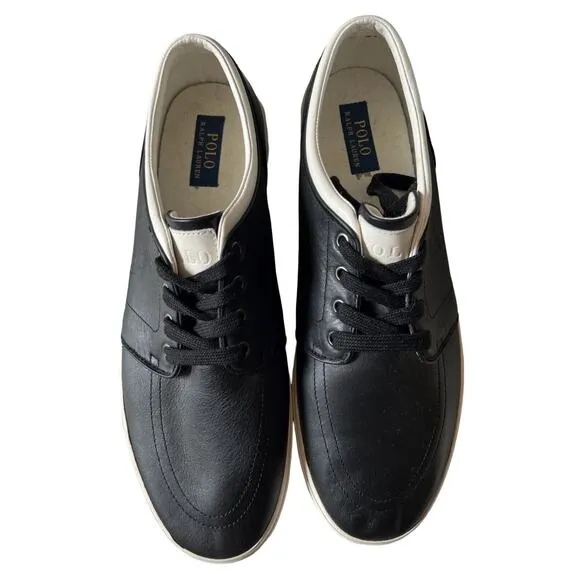 Polo Ralph Lauren Shoes Mens 15 Black Leather Saxon Sneaker Low Top Lace