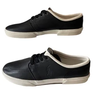 Polo Ralph Lauren Shoes Mens 15 Black Leather Saxon Sneaker Low Top Lace