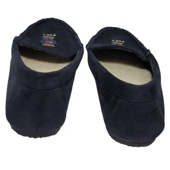 Polo Ralph Lauren Slippers Big Kid Boys Child Size 9 Dezi V Bear Faux Suede Fur