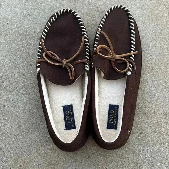 Polo Ralph Lauren Moccasin Slippers Brown Men’s Sz 10