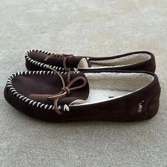 Polo Ralph Lauren Moccasin Slippers Brown Men’s Sz 10
