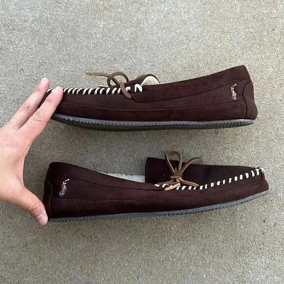 Polo Ralph Lauren Moccasin Slippers Brown Men’s Sz 10