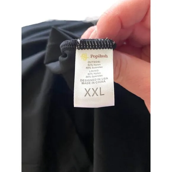 Popilush Sheer Waist Bodycon Long Sleeve Dress Black Size XXL NWT Minimalist