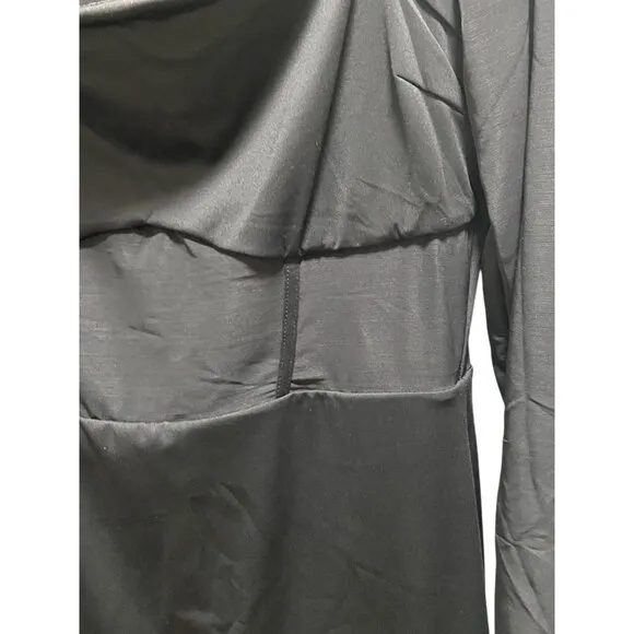 Popilush Sheer Waist Bodycon Long Sleeve Dress Black Size XXL NWT Minimalist
