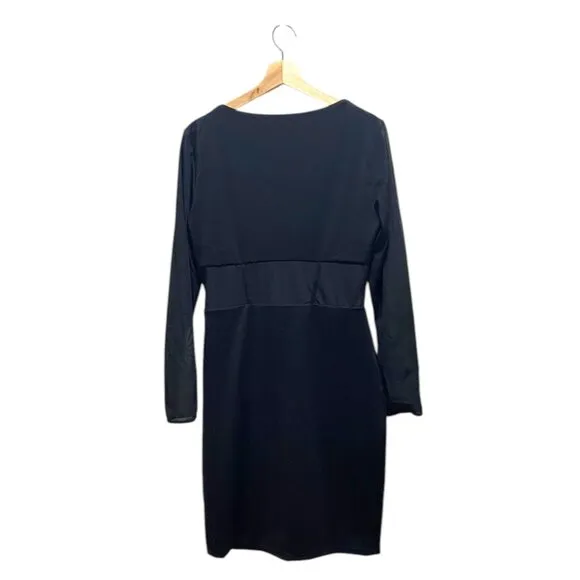 Popilush Sheer Waist Bodycon Long Sleeve Dress Black Size XXL NWT Minimalist