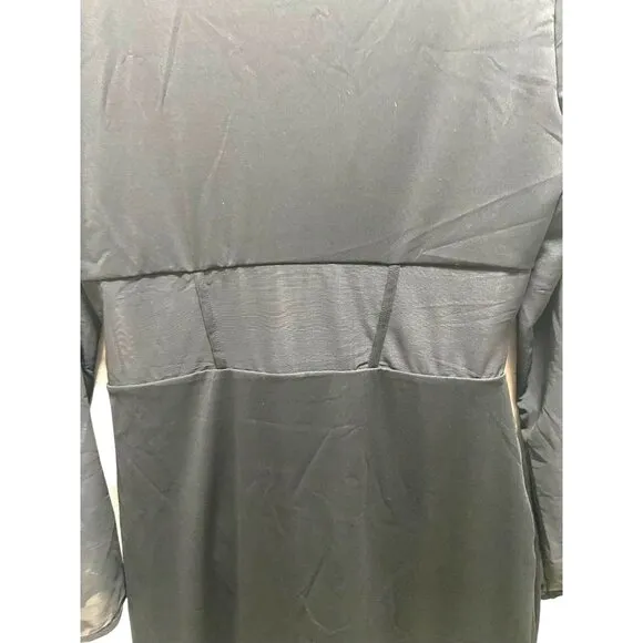 Popilush Sheer Waist Bodycon Long Sleeve Dress Black Size XXL NWT Minimalist