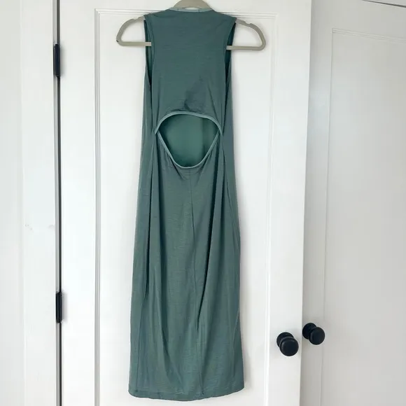 Époque Évolution Nonstop Tee Dress Merino Wool Sleeveless Cutout Back S Green