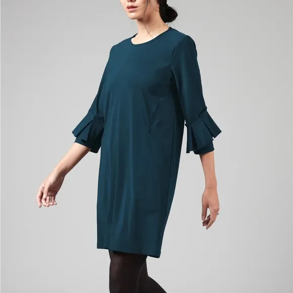 Porto SF Dress Nicola Dress Playa 2 / Medium Blue Pleated Sleeves Quiet Luxury