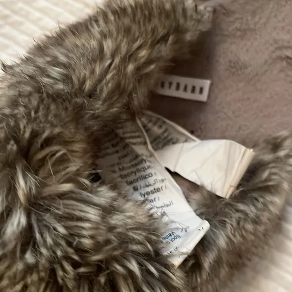 Pottery Barn Gray Faux Fur Hooded Alpaca Robe Small and Slippers Medium