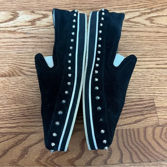 Prada Black Suede Studded Slip-On Shoes – Stylish &amp; Bold Design size 39