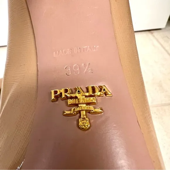 PRADA Calzature Donna US 9.5 EU 39.5 Beige Leather Platform Pumps Heels Shoes