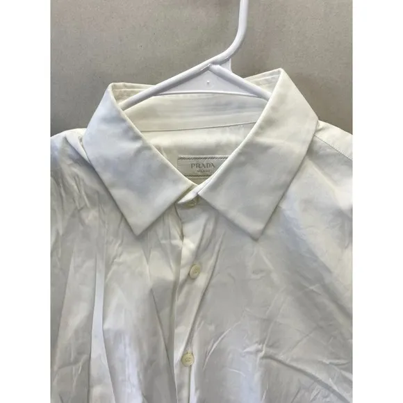 Prada Men's Off-White Dress Shirt Men's Size 40 15 3/4 Designer Luxury