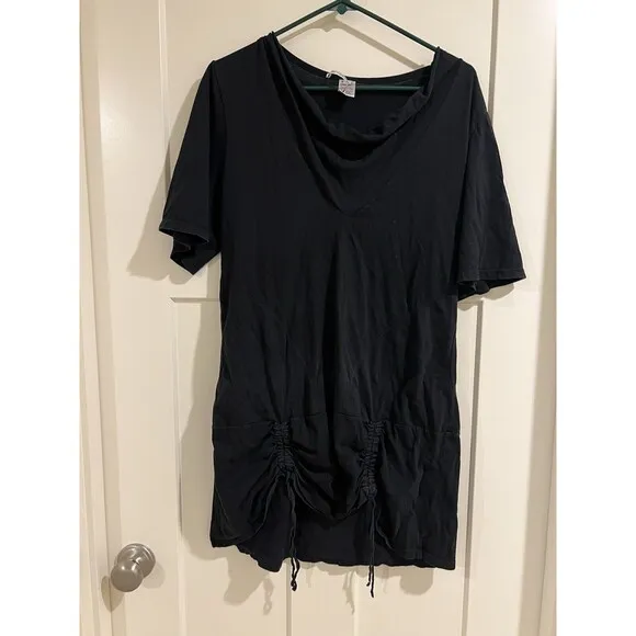 Prairie Underground Women's Black Rouched Dress Size Large 100% ORGANIC COTTON