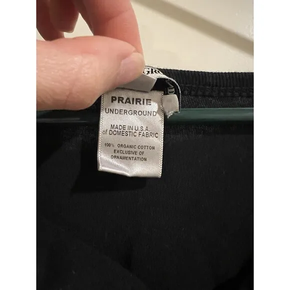 Prairie Underground Women's Black Rouched Dress Size Large 100% ORGANIC COTTON