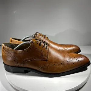 PRESTIGIOUS CLOTHIERS Mens Leather Wingtip Oxford Derby Dress Shoes Sz 11 Brown