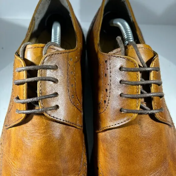 PRESTIGIOUS CLOTHIERS Mens Leather Wingtip Oxford Derby Dress Shoes Sz 11 Brown