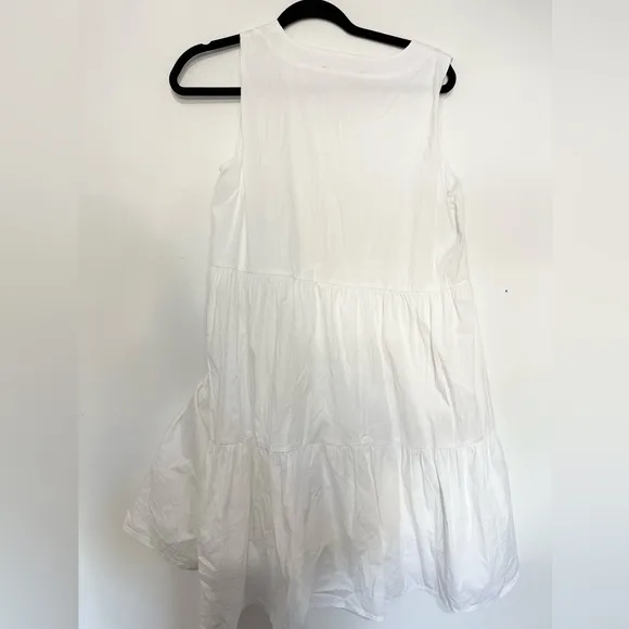Prieto Brunelli mini dress size medium white tiered vacation travel white dress