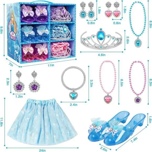 Princess Dress Up Toys &amp;Jewelry Boutique,Princess Costumes Set incl Color Skirts