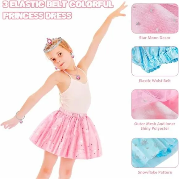 Princess Dress Up Toys &amp;Jewelry Boutique,Princess Costumes Set incl Color Skirts