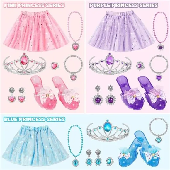 Princess Dress Up Toys &amp;Jewelry Boutique,Princess Costumes Set incl Color Skirts
