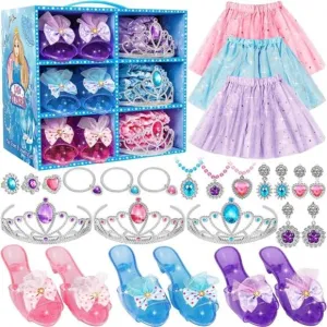 Princess Dress Up Toys &amp;Jewelry Boutique,Princess Costumes Set incl Color Skirts