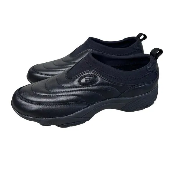 Propet Walking Shoes Black Slide-On Mens US10M(B) W3851 Leather Orthotic Sneaker