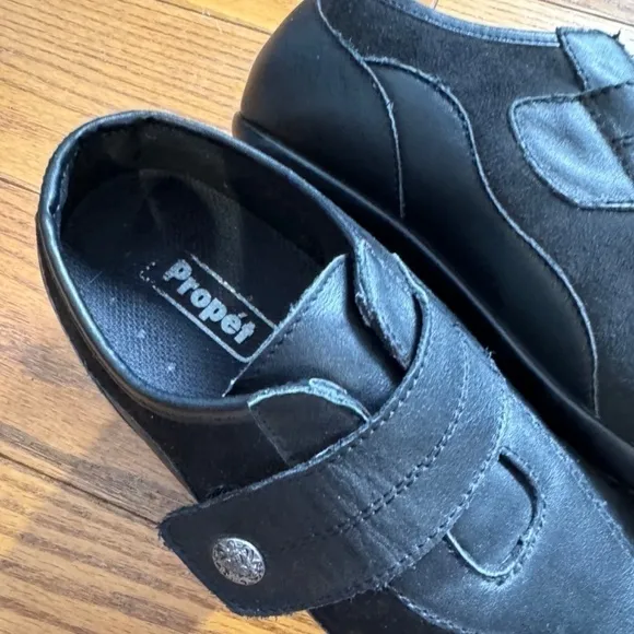 Propet Wide Width Black Leather Orthopaedic Woman Lady Size 9.5W Dress Shoes