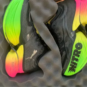 Puma Black and Neon Running Shoes